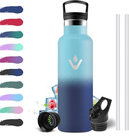 Botella Agua 500ml, Cantimplora Termica con Pajita, Aislamiento al Vacío de Doble Pared, sin BPA, a Prueba de Fugas, Cantimplora Gimnasio Ideal para Adultos, Escuela, Oficina, Viajes, Senderismo