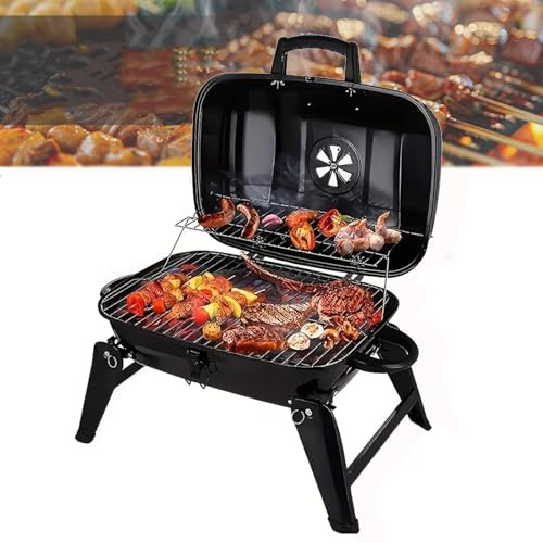 Barbecue portatile a carbone, affumicatore, griglie pieghevoli da tavolo, barbecue da campeggio for cucinare all'aperto, barbecue in casa, patio, picnic in giardino, feste