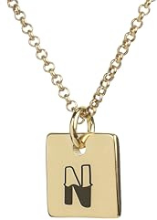 Quadratische Gold Initial Halskette - Gravierte Buchstabe N Anhänger - Monogramm Charme - Gold Kette Halskette Geschenk