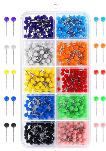 500 Pcs Push Pins Map Pins Colored Drawing Round Head Pins Map Tacks with Steel Points Map Push Pins for World Map Cork Board Fabric Marking
