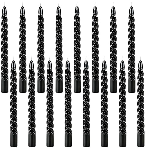 Behogan 16 Candele A Spirale Nere, A Punta Lunga, Ritorcigliate, Candele Da Tavola, Estetiche, Intrecciate, Per Chimes, Magia, Halloween, Decorazioni Per Feste