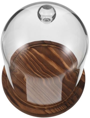 Cabilock Eternal Flower Glass Dome con Base de Madera Campana de Protector para Flores Preservadas Caja de Exhibición Antipolvo para Decoración de Bodas y Velas Aromáticas