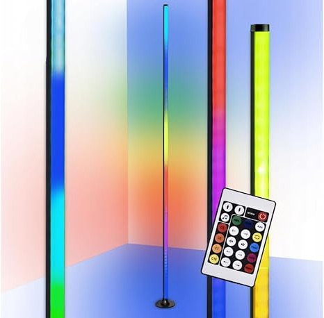 LightLogic Stehlampe LED für Wohnzimmer - Modernes RGB Standleuchte mit Fernbedienung und stabilem, runden Standfuß - Stehleuchte Dimmbar 4W