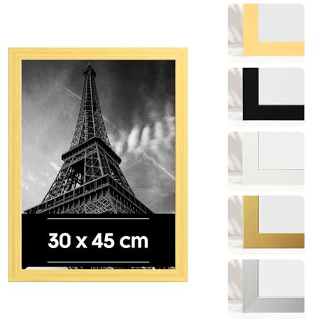 Estancia 30x45 cm Großer Bilderrahmen aus Eichenfarbenem Kunststoff – 30 x 45 cm Großer Rahmen mit Bruchsicherem Acrylglas – Moderner Fotorahmen für Wände und Tische