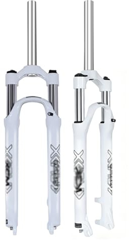 HZXQCVB Horquilla para Bicicleta De Montaña 26/27,5/29'' Horquilla con Suspensión Mecánica Tubo Recto De 1-1/8 Bloqueo Manual Freno De Disco QR Recorrido 100mm(White,27.5in)