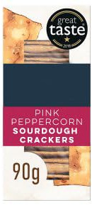 Pink Peppercorn Sourdough Crackers, High in Fibre, Great Taste Award Winner, Vegetarian Friendly, Perfect for Cheeseboards, 90g