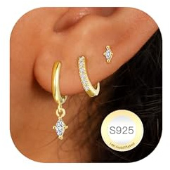 AVOTTO 3 Paires Boucles D'oreilles femme Argent Hypoallergénique Boucle d oreille Femme or Argent Huggie Clou Creoles D'oreille Piercings