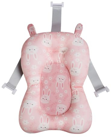 Qudinip Cojín de Baño para bebé, Antideslizante, Ajustable, Transpirable, Flotante, Almohada de Baño para bebé Recién Nacido, Baño Cómodo y Seguro (Rosa)