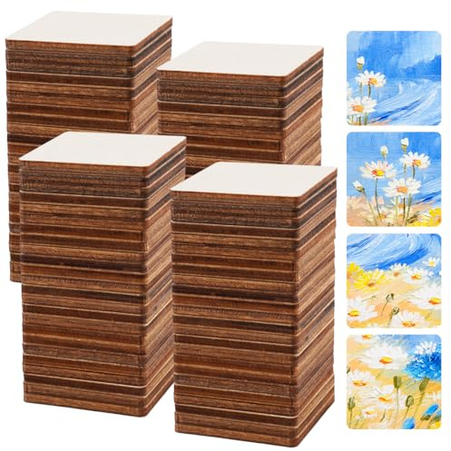 100 Stück Holz Quadratische Scheiben für Dekoration, Untersetzer, Handwerk | Quadrate Holzscheiben zum Basteln Holzplättchen 4 x 4cm Natürlich Unverarbeitet Holzplättchen Zum Basteln