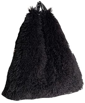 ZUGLQYSX fluffig tygväska fluffig plysch handväska tygväska vinter kvinnor väska fuskpäls axel mjuk stor kapacitet lammull shopping dam, Svart, (30cm(Max Length(50cm)