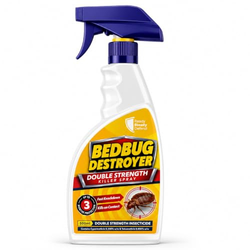 Bed Bug Killer Spray - Double Strength Cypermethrin & Tetramethrin Formula, Kills Adult Bed Bugs, Eggs and Nymphs. Suitable For Mattresses, Bed Frames, Carpets, Cracks, Crevices and Surfaces - 500ml