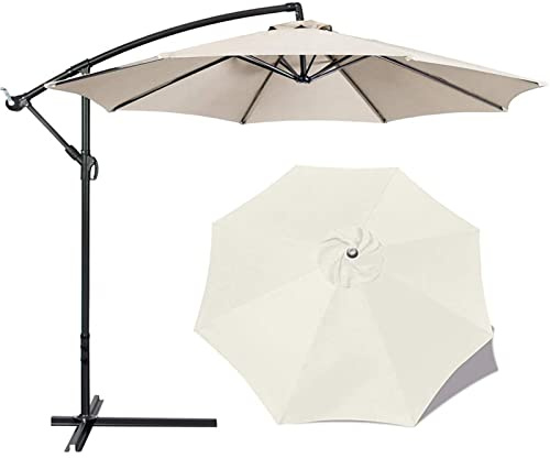 CYTJHMD Patio Umbrella Replacement Canopy For 6/8 Ribs, Yard Table Umbrella Replacement Top Cover, Round Replacement Parasol Canopy Cover, UV Protective Cloth For Garden Umbrella,White,2.7m 8Rib