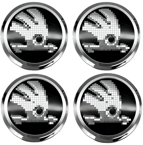 4er Set Nabendeckel 56mm, Radnabenabdeckung Schwarz, Universell Passend Für für Skoda Fabia, Octavia, Superb, Yeti 4 x 56 mm, Einfacher DIY Einbau, Schützt Vor Staub Und Korrosion