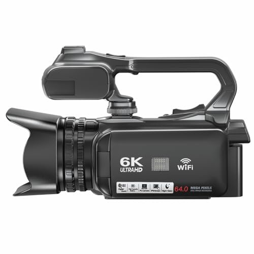 Akfldms Vlogging Camera 6K Digital Video Camera 64MP 4 Inch Touch Screen Camcorder 18x Digital Zoom for Live Streaming