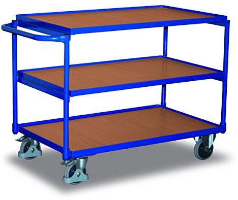 Tischwagen mit 3 Ladeflächen Traglast (kg): 250 Ladefläche: 985 x 590 mm RAL 5010 Enzianblau