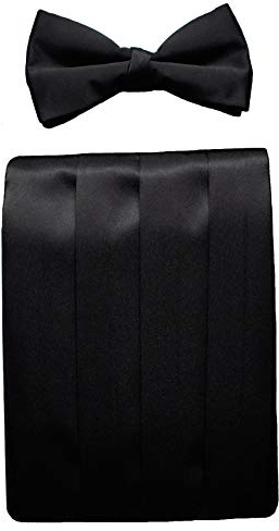 Clermont Direct Black Cummerbund & Bow Tie Set, Adjustable