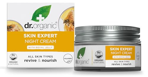 Dr Organic Skin Expert Crema notte con pappa reale,Tutti i tipi di pelle, Uomo, Donna, Naturale, Vegetariano, Cruelty-Free, Senza parabeni e SLS, Riciclata e riciclabile, Biologica, 50 ml