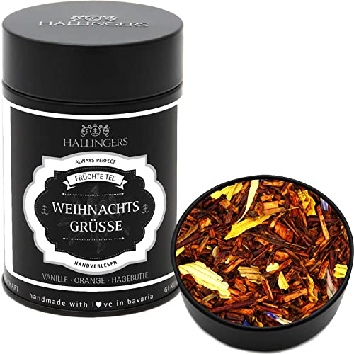 Hallingers Genuss Manufaktur Weihnachtlicher loser Früchte-Tee mit Vanille Orange & Hagebutte Geschenk zu Advent & Weihnachten