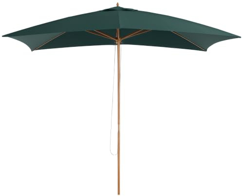 Outsunny Ombrellone da Giardino 2x3 m con Corda e Prese d'Aria | Ombrellone da Esterno, 6 Stecche in Legno, Bambù, Poliestere 180g/㎡, per Cortile, Terrazza e Balcone
