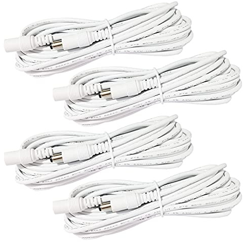 LitaElek 4pcs 1m 22AWG Cable Extensión DC 12V Cable Alargador Adaptador 5.5mm x 2.1mm Enchufar Jack DC 0-36V Macho a Hembra para Monitor Coche, Cámara CCTV, Tira LED, LED Strip, etc., Blanco