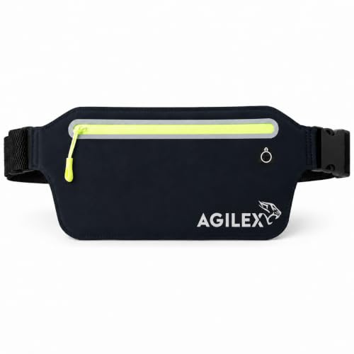 AGILEX Laufgürtel Handy - Flache Bauchtasche zum Joggen für Damen & Herren | Für alle Smartphones geeignet – körpernah zu tragen und vielseitig beim Training, Wandern, auf Reisen oder im Alltag nutzbar.