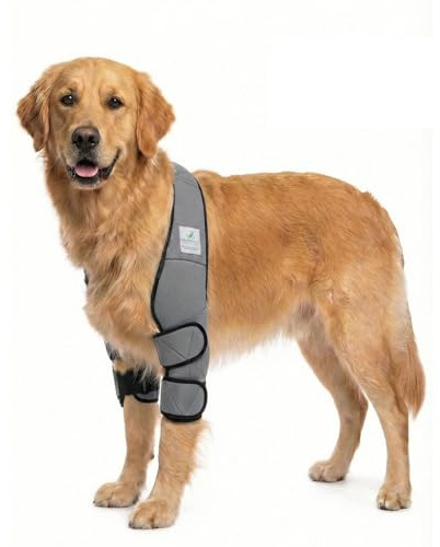 Nature Pet ® Ellenbogenbandage Hund/Ligeschwielenbandage mit Netzeinsatz für Kühl- oder Wärmepads ideal bei Liegeschwielen und Arthrose beim Hund (XL, Grau)