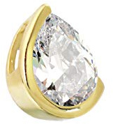 NKlaus Kettenanhänger Tropfen 333 Gelbgold 8 Karat Zirkonia 8x6mm 1 Stück | Steinfarbe Weiß, Öse 2,2x2,5mm und Gewicht 0,41g