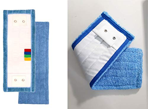 Stever pro 5 Franges Microfibre Duo 40 cm (Languette à oeillet et Poche) qualité Professionnelle - 400 lavages en Machine - Grande Absorption pour Support à Plat à Poche ou à Languette