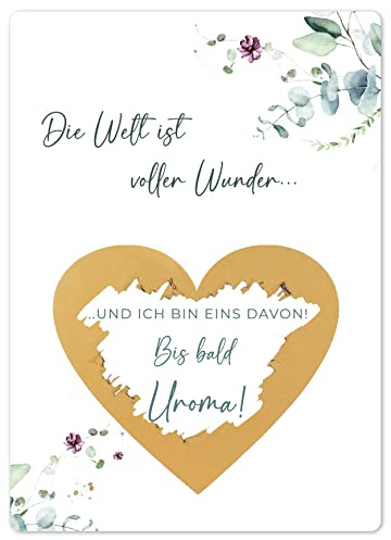 Joli Coon Rubbelkarte Du wirst Uroma, Schwangerschaft verkünden | 350g Designerpapier, fühlbare UV-Lack-Veredelung, zur Schwangerschaftsverkündung, Premium-Papeterie