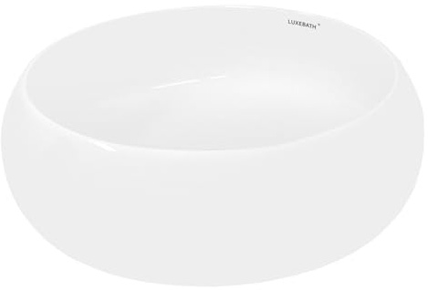 ECD Germany Tvättställ Ø 400 x 350 mm Rundt, Keramik, Vit,Bänkskåp Tvättställ Handtvättställ Bänkskåp Vattenfall Tvättskål Tvättnyckel