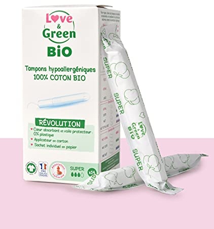 Love & Green, sellos ecológicos hipoalergénicos con aplicador, 1 paquete de 14