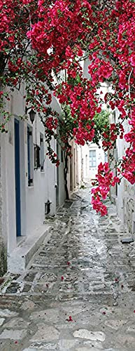A.Monamour Türtapete Selbstklebend Türfolie Türposter Eine Kleine Gasse In Griechischen Inselstadt Traditionelle Blumen In Griechenland Vinyl Folie Türdeko Tapete Wandbild Türaufkleber 77 x 200 cm