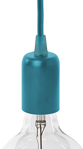 AMARCORDS - Portalámpara E27 vintage retro edison metal para lámpara colgante. Acabado estilo industrial PETRÓLEO