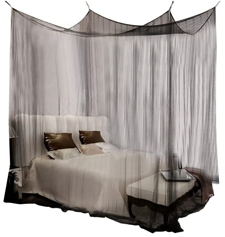 Zanzariera a 4 Angoli, zanzariera zanzariera di Lusso per Letto King Size(Nero)