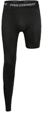 Jonscart Einbein-Kompressionsstrümpfe, lange Hose, Basketball-Sportunterwäsche, Basisschicht, eng anliegend (rechts-lang, klein), Schwarz, Talla única