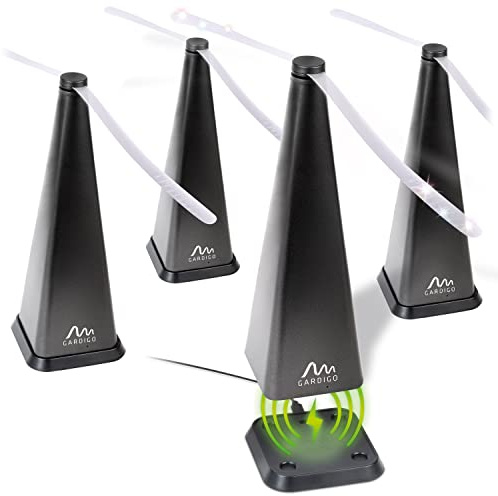 GARDIGO® Set de 4 I Repelente de Mosquitos y Moscas con Estación de Carga Inductiva I Ventilador Antimoscas y Antimosquitos Profesional I Remedio Anti Moscas para la Mesa