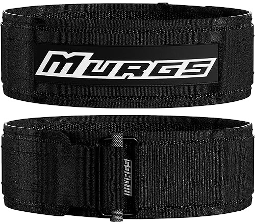 Murgs Weight Lifting Belt | 4 Lifting Belt Gym Belt - Nylon Weightlifting Belt With Metal Buckle For Back Support | Self Locking Weight Belt for Bodybuilding & Deadlift | Gym Belts for Men Women (L)