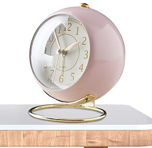 Retro väckarklockor sängbord, väckarklocka med nattlampa för sovrum, batteridriven klocka med , vintage skrivbord tyst analog väckarklocka, kreativ kvartsklocka sängdekorationer