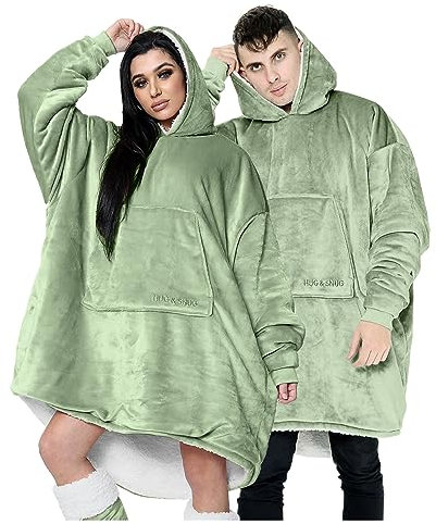 Hug Snug Oversized Hoodie Women, Sherpa Fleece Snuddies Women Green Blanket Hoodie Mens, Wearable Blanket Women's Hoodies Adults Snuddie Udie