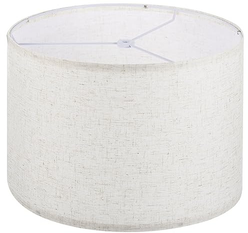 PATIKIL Tambor Lámpara Pantallas, 13x13x9 Lino Redondo Lámpara Pantalla para Mesa Lámparas Fácil Montaje Pantalla para Sobremesa Lámparas Pie Lámparas Cabecera, Beige