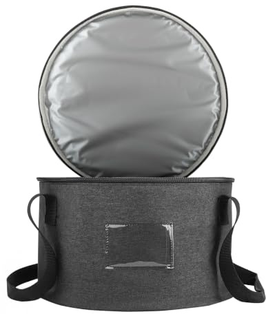 Kingshion Round Insulated Thermal Pie Carrier Slow Cooker Bag,Reusable Insulated Cake Carriers Casserole Carrier Cooler Bags for Potluck,Picnics,Collapsible Lunch bag for Delivery-Only 1 Pack