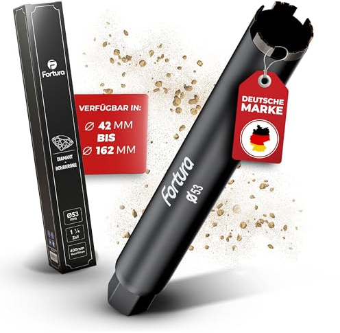 Fortura kärnborr Ø 42–162 mm/400 mm längd/1 ¼ tum (Ø 53 x 400 mm) borrkrona/hålborr/diamantborr/kronborr/diamantborrkrona/betong