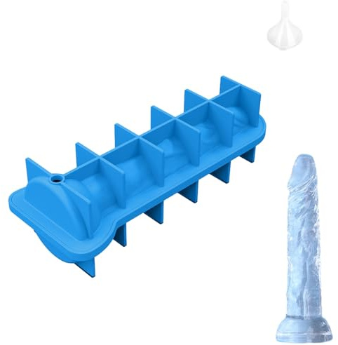 Eiswürfelform Penis, Lustig Eiswürfelformen Silikon, Herstellung von Eiswürfeln Penis, Silikonform für Eisgekühlte Cocktails, Whiskey, Tee, Kaffee,Rot (Blau)