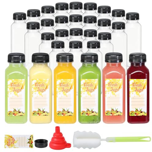 Mrhuazhai 30pcs 10oz Empty Plastic Juice Bottles with Caps Reusable Food Grade Drink Bottles with Leak-Proof Tamper Evident Caps Bulk Clear Beverage Containers for Homemade Drinks Smoothie Milk