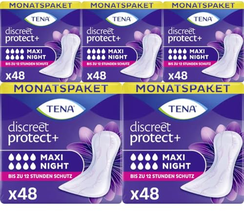 Mit Pufai Grocery, Discreet Maxi Night Einlagen Inkontinenzeinlagen für Frauen Monatspaket 4 X 12 STÜCK x 5 Packungen