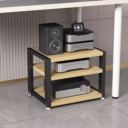 mueble equipo hifi Almacenamiento resistente de 2/3/4 niveles para componentes estéreo de entretenimiento - Torre de audio en rack con pies antideslizantes - Consola de tocadiscos para oficina, escrit