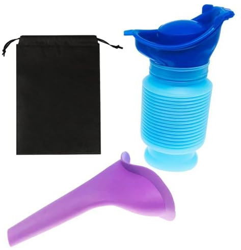 Shrinkable Urinal Portable Male Female Emergency Urinal Bottle with Funnel Storage Bag Reusable Toilet Pee Bottle for Camping Car Travel, 750ml