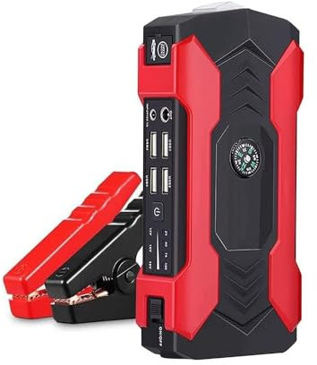 Avviatore di Emergenza per Auto, Caricabatterie 12V 16V 19V 15000mAh con 4 Porte USB, Power Bank Portatile per Auto, Camion, Moto, ATV + Torcia e Bussola, Valigetta inclusa