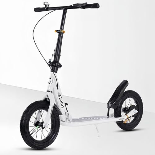 Teenager City Roller Kickscooter 290mm Big Wheel Scooter, Klappbarer Cityroller mit Handbremse und Bremse, Höhenverstellbar, für Kinder B