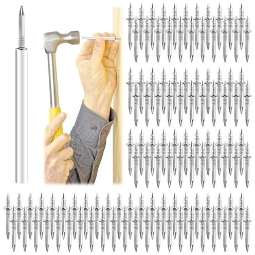 200 Pièces Clou à Double Tête, Clous Acier Galvanisé, Ligne De Pied Clous Sans Marques, Vis De Sécurité Invisibles Seamless, avec Outil De Manchon Spécifique Vis de Sécurité Invisibles pour Tapissier